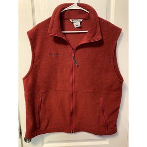 Columbia Vest Adult Large Red Full Zip Fleece Outdoor Sleeveless Mens Large J193